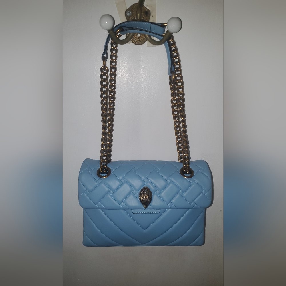 Kurt Geiger London Kensington Small Blue Quilted Leather Crossbody Bag